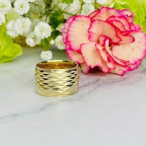 Gold Plated Sterling Silver Hammered Band Ring